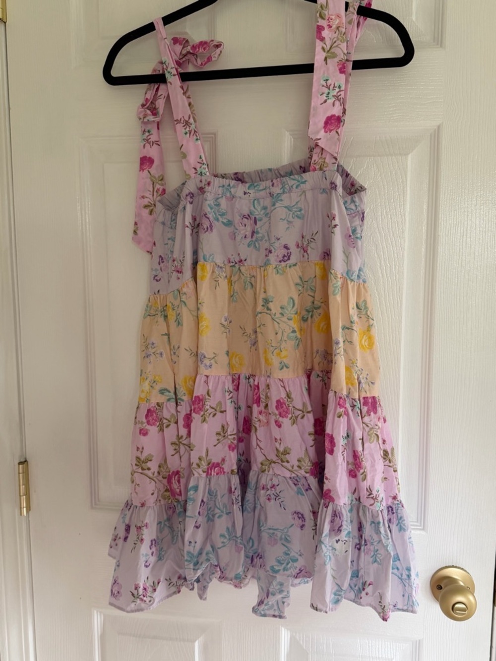 LoveShackFancy x Target Pastel Floral Tiered Sundress in Pink, Yellow, Blue - Picture 7 of 8